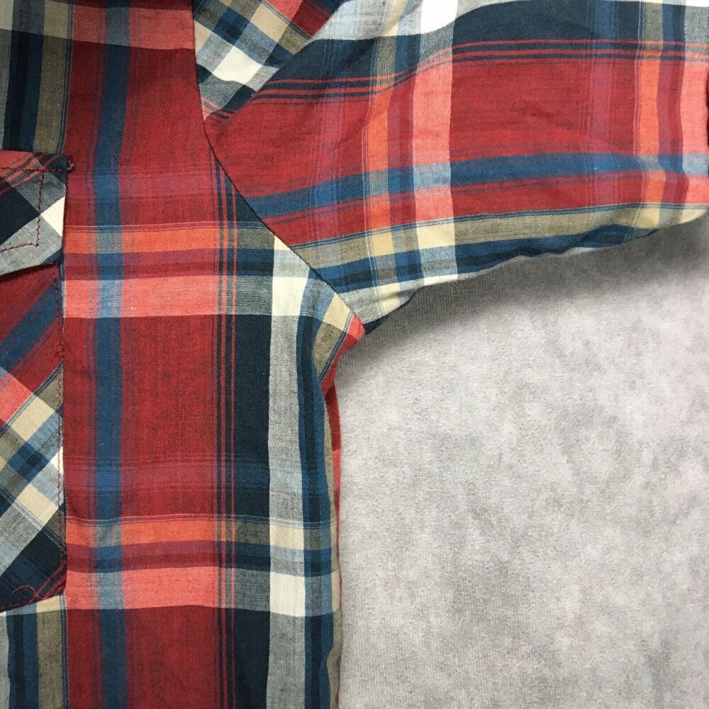 Plains Western‎ Wear Mens Pearl Snap Shirt size Medium Short Sleeve Red Blue - Picture 10 of 13